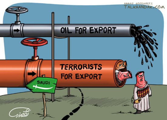 Export terrorists Of Saudi,کاریکاتور,صادرات,عربستان,ترور,نفت,طلا,خطرناک,عکس,تصویر,عباس,گودرزی,ملک,عبداله,غرب,عرب,شمشیر,مرز,تلخ,لوله,بزرگ,بمب,انتهاری,انفجار