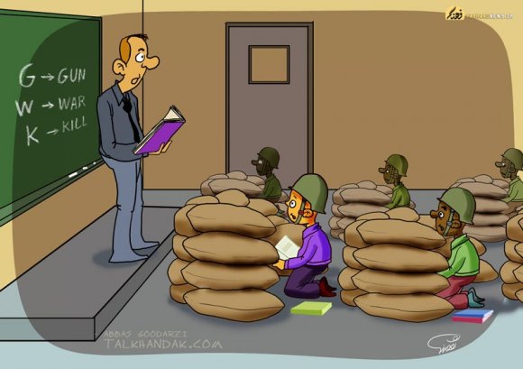 مدرسه,دانش آموز,سنگر,معلم,کاریکاتور,american-school Cartoon